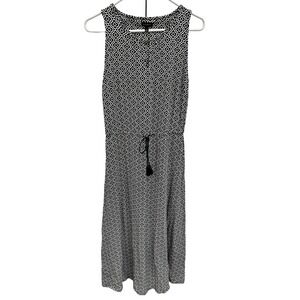 Talbots Women's Black White Geometric Print Sleeveless Maxi Dress Size S